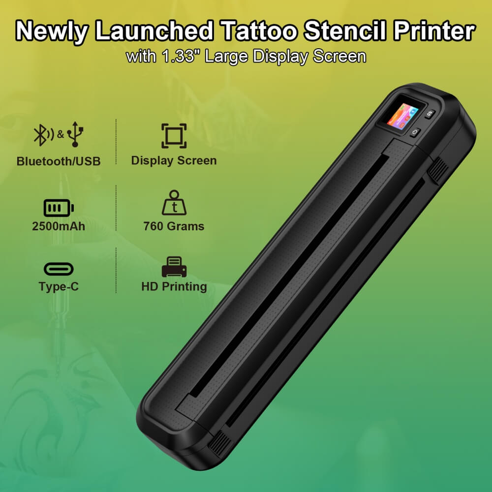 P500 Wireless Tattoo Stencil Printer Compact with Display Screen - Mprinterstone