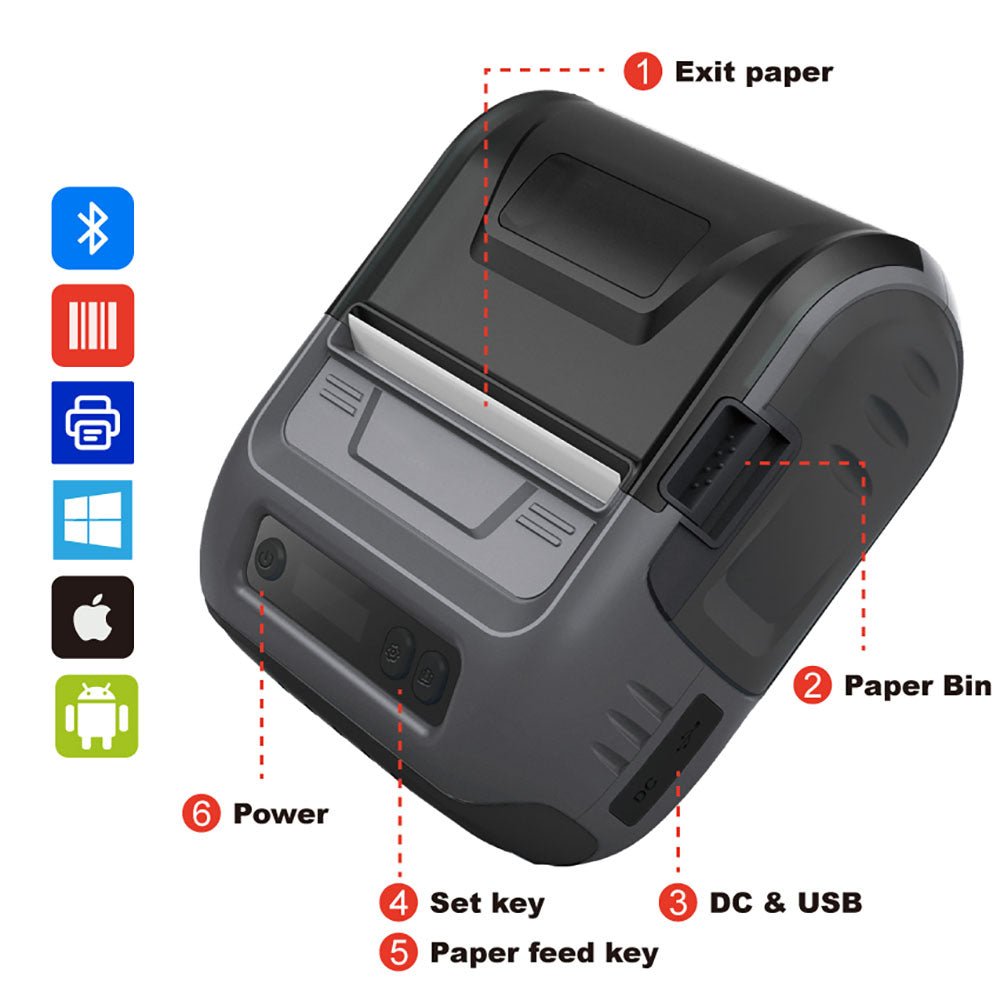 P8003 Thermal Printer Portable Handheld 80mm Bluetooth Printer - Mprinterstone