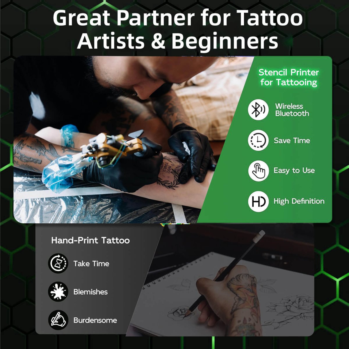 Wireless Tattoo Stencil Printer M8 with Adjustable Print Size - Mprinterstone