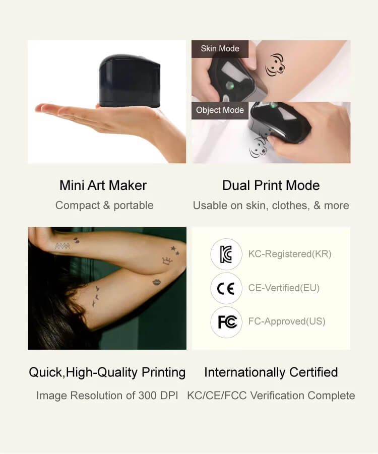 JT01 Portable Color Printer Temporary Tattoo Printing - Mprinterstone